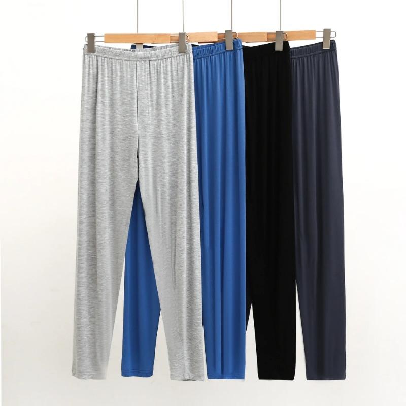 Modal Mens Homewear Pajamas V-neck Long Sleeve Pants Kit Draping Smooth Elastic Comfortable Sleepwear Pyjama Homme