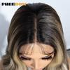 FREEDOM Synthetic Lace Front Wigs For Women 26 Inches Body Wave Wig Ombre Brown Blonde Lace Wig Synthetic Highlight Cosplay Wig