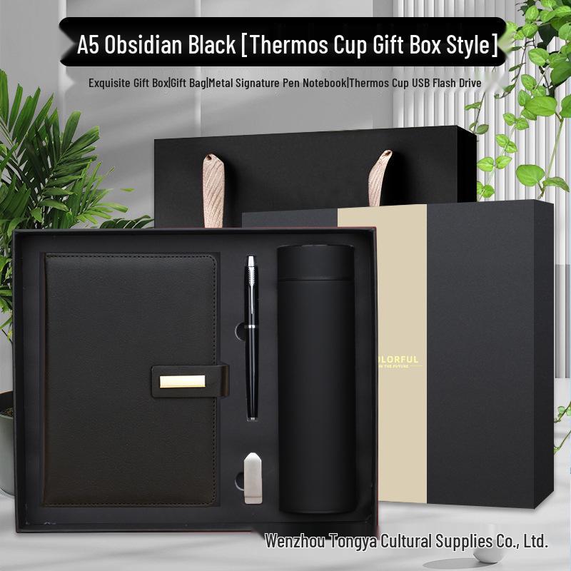 Customizable Business Diary Gift Set with Logo Printing - One-Buckle Notebook and Corporate Souvenir
