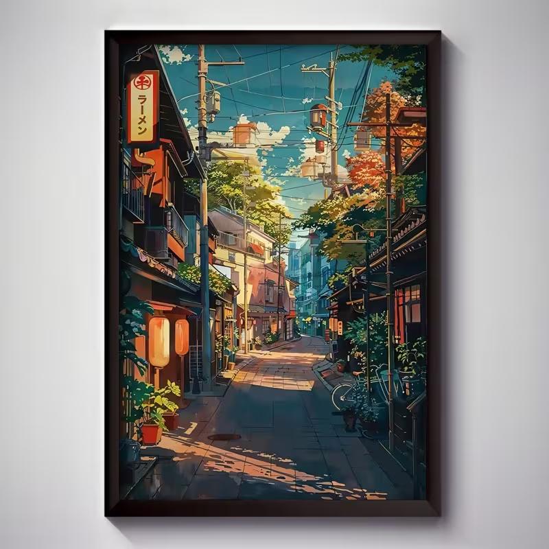 Frameless Canvas, Tokyo Cityscape, Exquisite Wall Mural Art Deco, Unique Creative Wall Art Decoration 21X30CMNo Framed