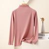 Women's Nano Fleece High Neck Ruffle Long Sleeve Warm T-shirt