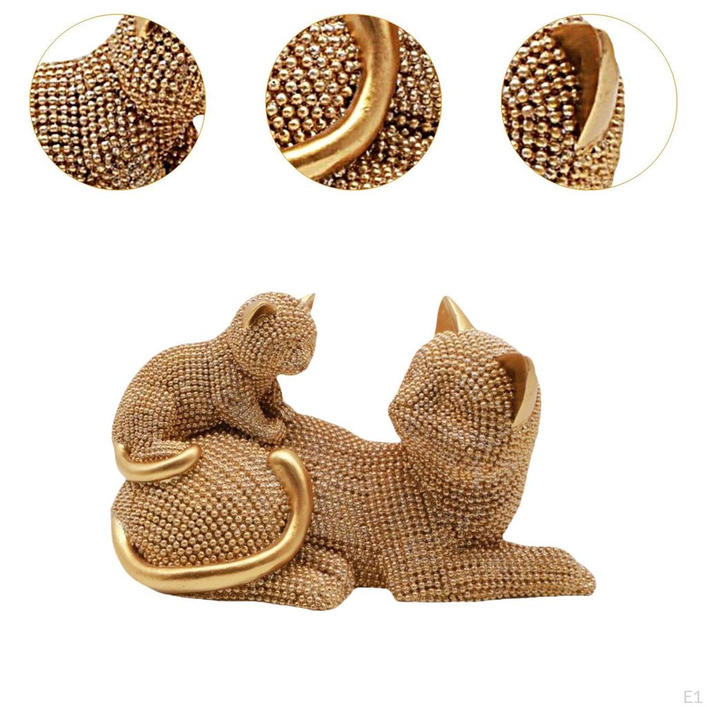 Cat Sculpture Animal Statue Collectible Decorative Figurine Desktop Ornament for Cabinet Bedroom