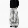 Lockere Damen-Americana-Hose mit lockerem, geradem Karomuster und weitem Bein, Herren-Retro-Hose, Freizeithose, Dekonstruktion, fauler Baumwollstoff