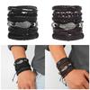 Men's Retro Wing Alloy Multi-Layer Leather Bracelet Set