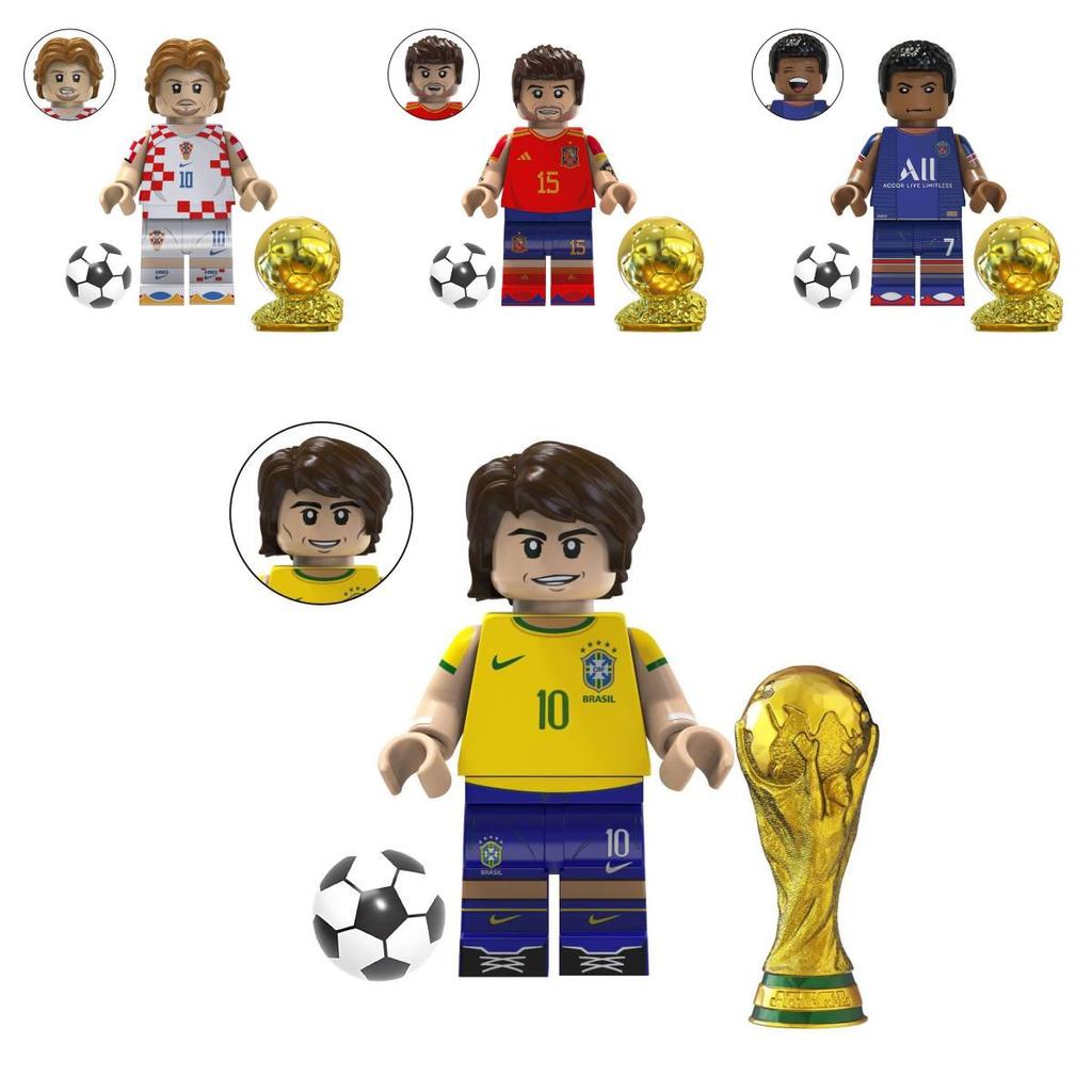 Soccer Star Series Team Building Blocks Set Small Plastic Pieces