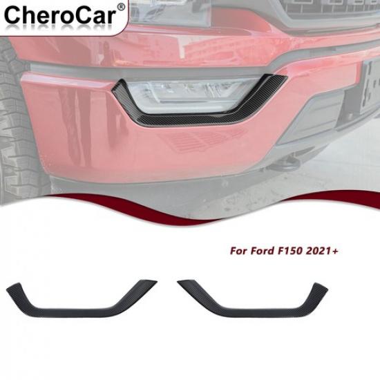 2xCar Front Fog Light Lamp Eyebrow Cover Trim Fit for Ford F150 21+ Carbon fiber