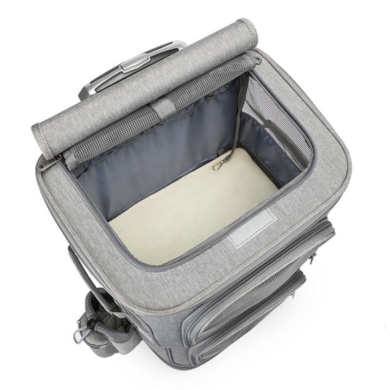 Large Cats Suitcase Double-layer Transparent Backpack Portable Outdoor Travel Silent Breathable Cat Bag Puppy Stroller for Pets