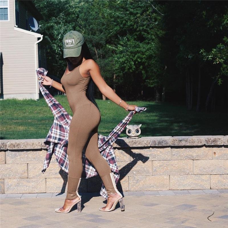 Sexy overal bez zad pro ženy, slim fit, dlouhý overal bez rukávů, evropský a americký styl, elegantní přiléhavý outfit na večírky