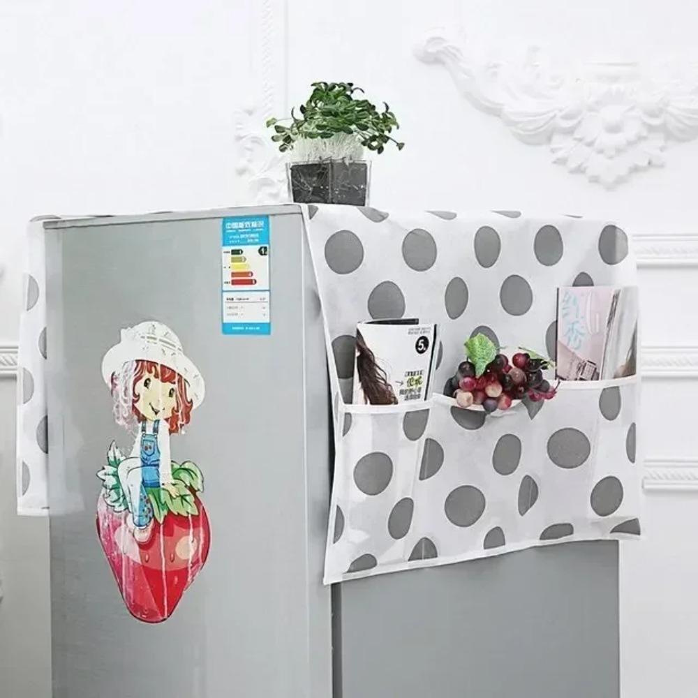 Lightweight Refrigerator Dust Cover with Pocket Double Sided Storage Hanging Bags Household Non-woven Cloth Microwave Oven Cover