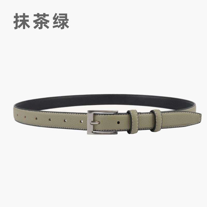 The First Layer Of Cowhide Lychee Pattern Genuine Leather Women'S Belt Retro Belt With Jeans Casual Pants Width 2.3Cm Pin Buckle