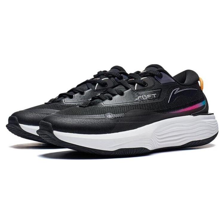Li Ning SOFT WARM Cushioning, Wear Resistant Low top Casual Shoes Men's Black Orange AGLT121-1