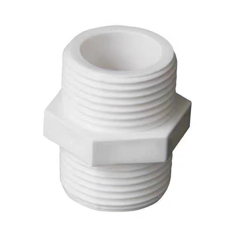 PVC Double Male Thread Connector for Water Supply Pipe (4, 20, 6, 25, 32 Points)