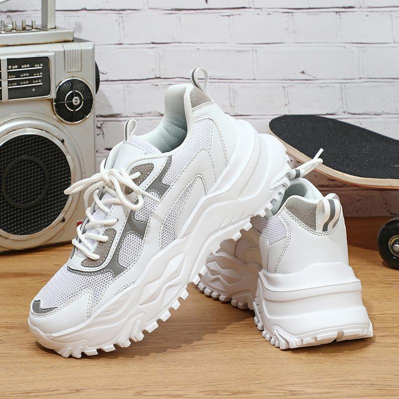 Unisex Platform Sneakers Breathable Mesh Chunky Shoes Non-slip Height Increasing Sports Shoes for Outdoor Running Jogging Traveling