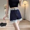 Women's Spring/Summer Lace Trim Slimming Stretch Denim Shorts - Leg-Lengthening