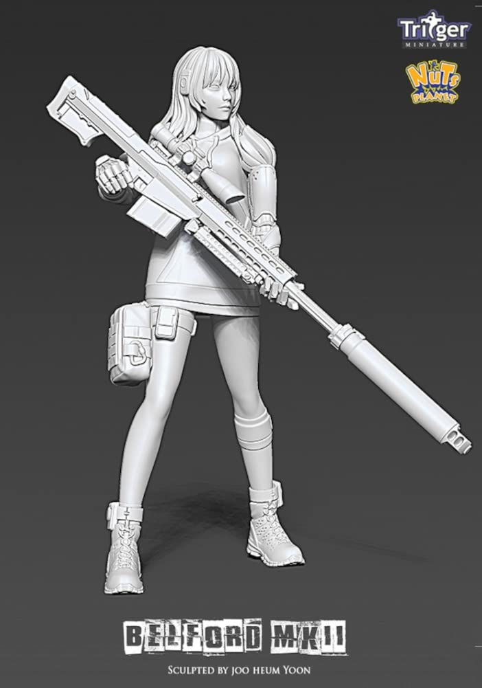 Nuts Planet Belford Cyborg-Mädchen, das Fernkampf-Scharfschießen ausführt Resin-Bausatz T12003 Formfarbe 1/16 Mk.2 (120 mm) ultra-lang