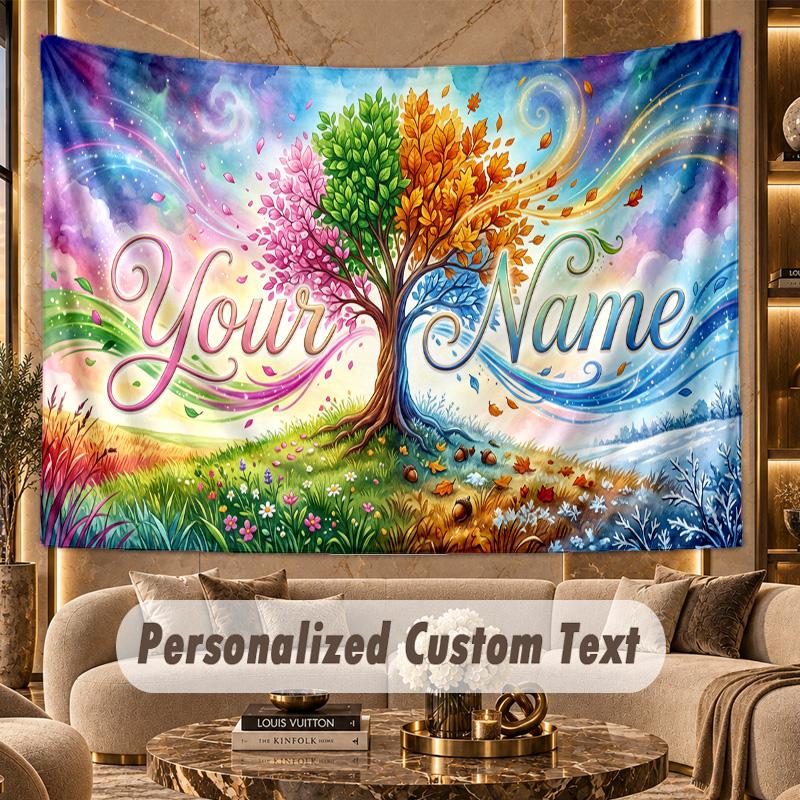 Decorative Artwork (1) Theme Personalized Tapestry Custom Name Text Wall Hanging Tapestry Home Background Decoration