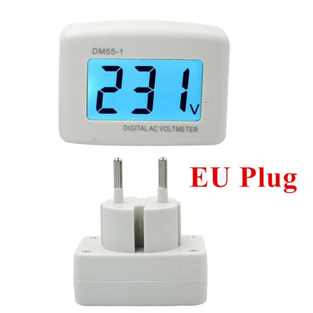 

Цифровий вольтметр змінного струму DM55-1 Вставний вольтметр змінного струму 80-300 В РК-дисплей Вольтметр Розетка Тестер напруги Головка 220 В Вилка ЄС Настінний плоский AC80-300V