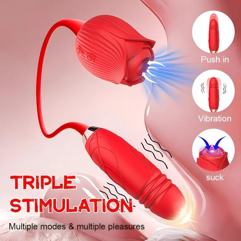 3in1 Thrusting Anal Vibrator Female Rose Sucking Clitoris Stimulator Dildo Licking Vagin Massager Masturbator Sex Toys for Women