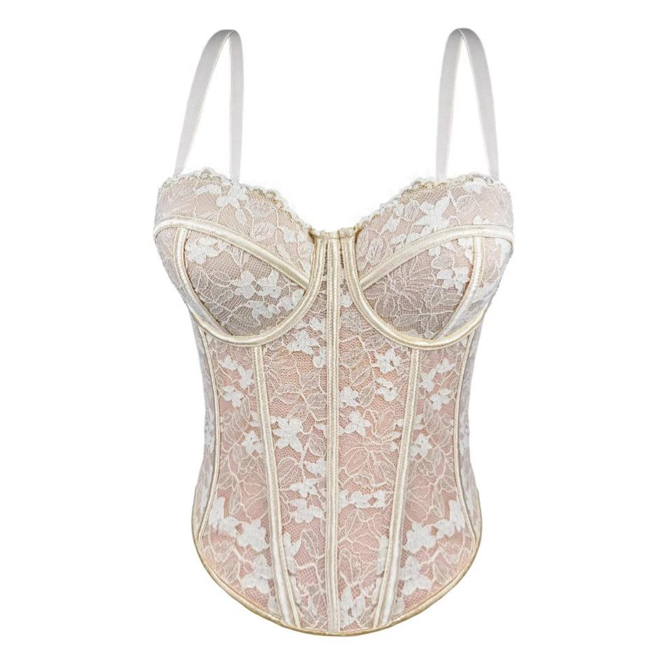 New European and American Spice Girls Black Lace Inner Suspender Premium Sense Outer Wear Shape Gathering Fishbone Corset