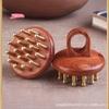 Copper Sandalwood Head Meridians Massage Comb Fine Tooth Scalp Needling Guasha Relax Body Massager Brush for Stress Relief