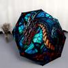 Stained Dragon Wall Art: Colorful Fantasy DecorUmbrella, Portable 3-Fold Compact Umbrella,Christmas Gift ES515