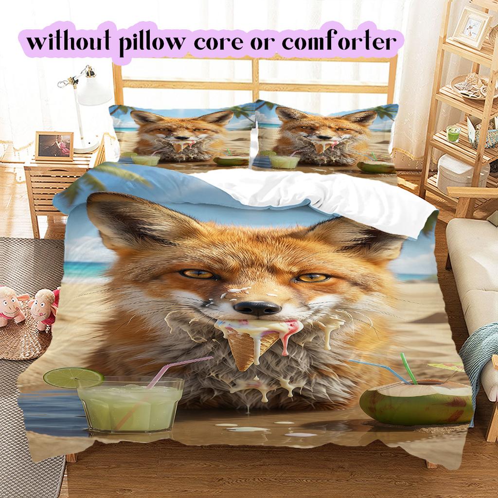 Animal Beach Vacation Pattern Bedding,Quilt Set Quilt Cover Pillowcase Home Birthday Gift (1*duvet cover+2*pillowcase,without core)