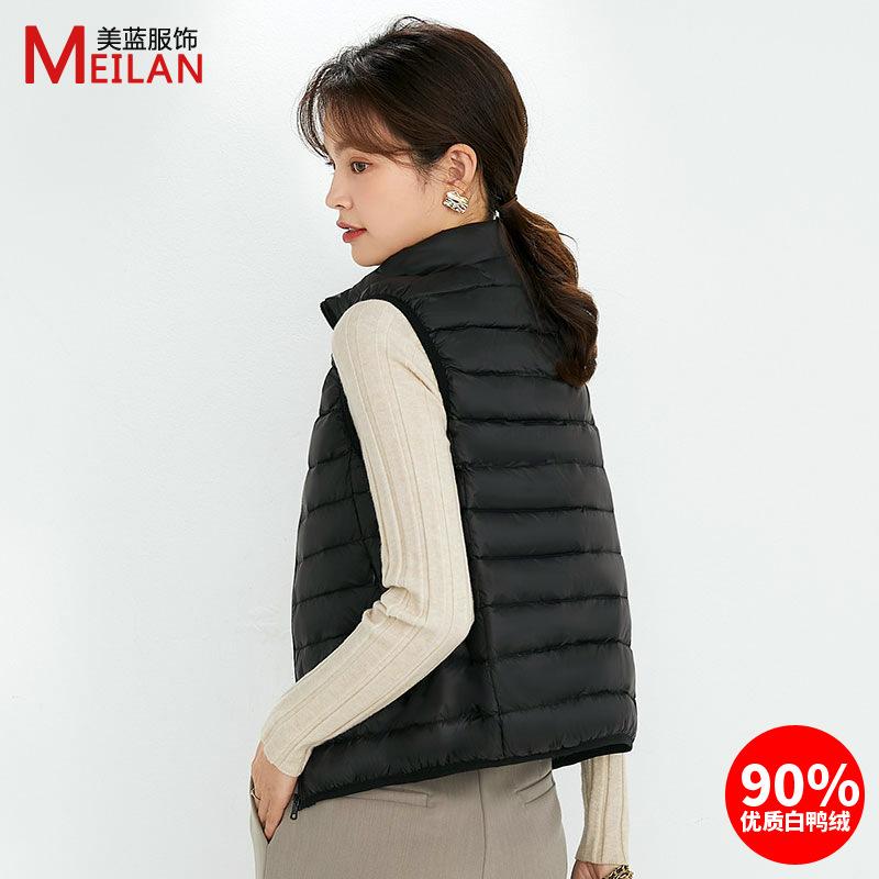 Velvet women's stand-up collar vest light down jacket women's large size thin light winter coat vest