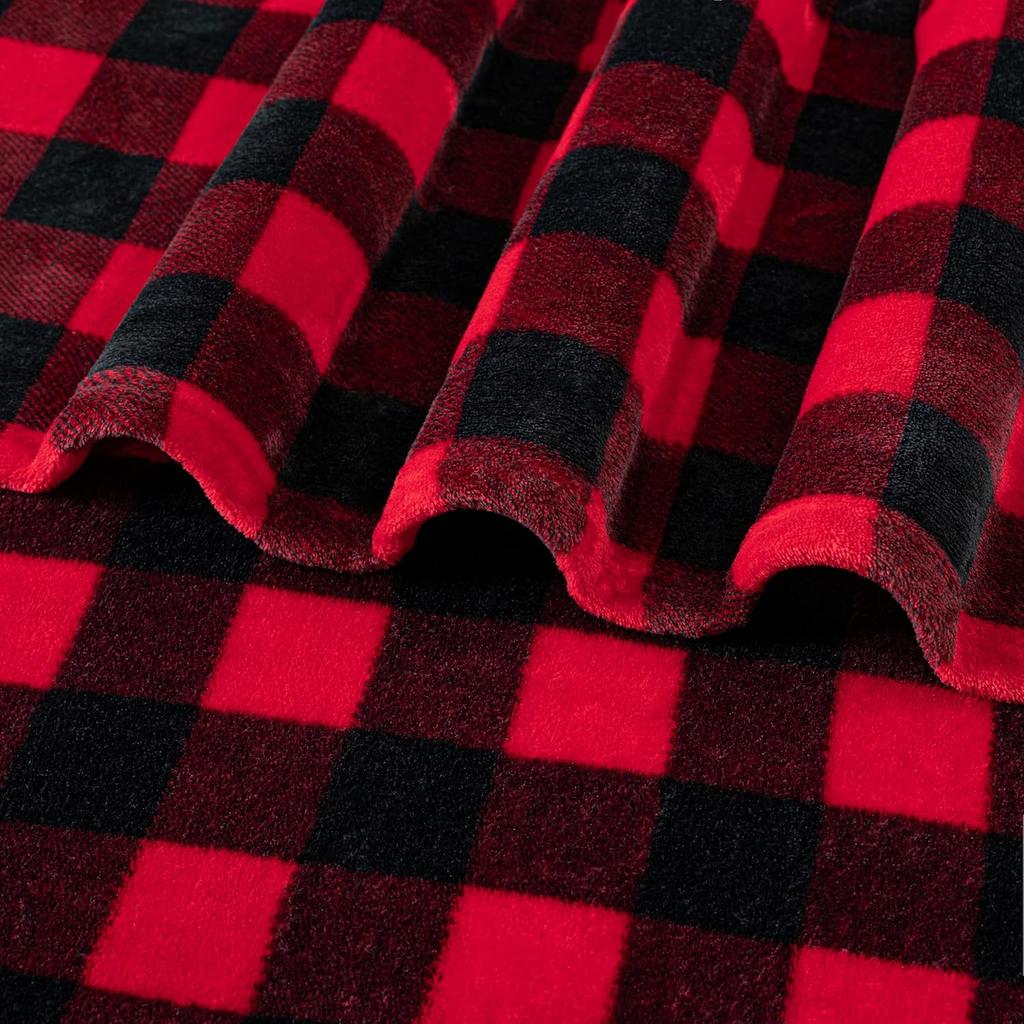 Red And Black Buffalo Plaid Fleece Blanket Cozy Cabin Style Soft Warm Throw Home Decor For Living Room Or Bedroom Gift