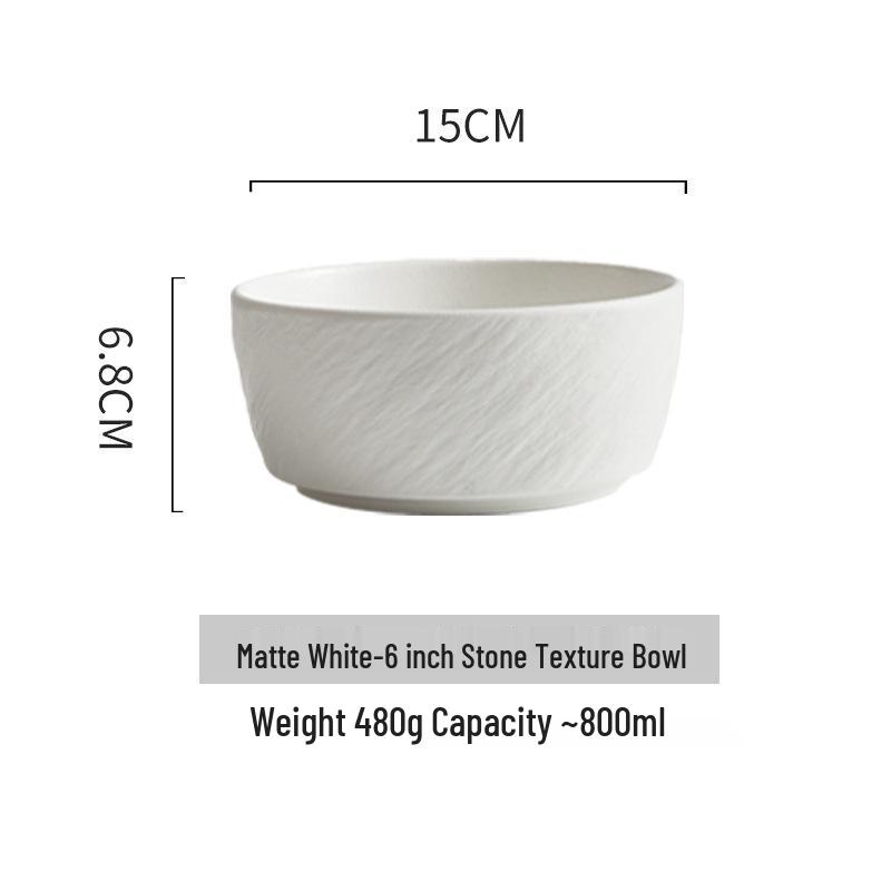 

Керамическая миска с матовой текстурой камня - Жаростойкая, Легкая роскошь, Плоское дно, Прямой край, Идеально подходит для риса, супа или лапши