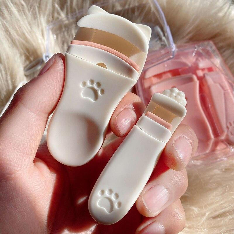 Cute Cat Paw Shape Eyelash Curler Wide Angle Partial Lash Applicator Segmented Curling Eyelash Applicator Mini Eyelash Tweezer