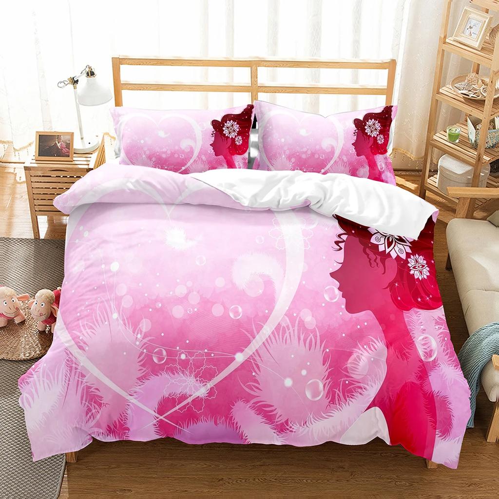 Comforter Romantic Floral Happy Women'S Day Bedding Set Polyester March 8 Comforter Single King Size For Mother Gift