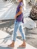 New Women's V-Neck Short Sleeve Loose Pocket T-shirt for Spring/Summer - Europe & America Style