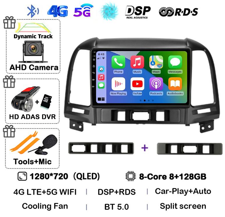 Android 14 Carplay Auto Car Radio For Hyundai Santa Fe 2 2006-2012 4G+WIFI Multimedia Player GPS 2Din Autoradio Stereo Head Unit