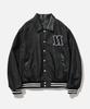 Vastic Leather Collar Logo Varsity Jacket_Black