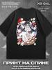 Black T‑shirt Keika Izumi Print On the Back Mens Tshirt Womens Tshirts with Letters Print Short Sleeves T-Shirt Casual Street Tee Shirt Top
