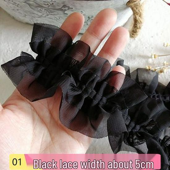 Material organza din dantelă neagră pentru îmbrăcăminte și accesorii DIY - Decorare decolteu și tiv fustă