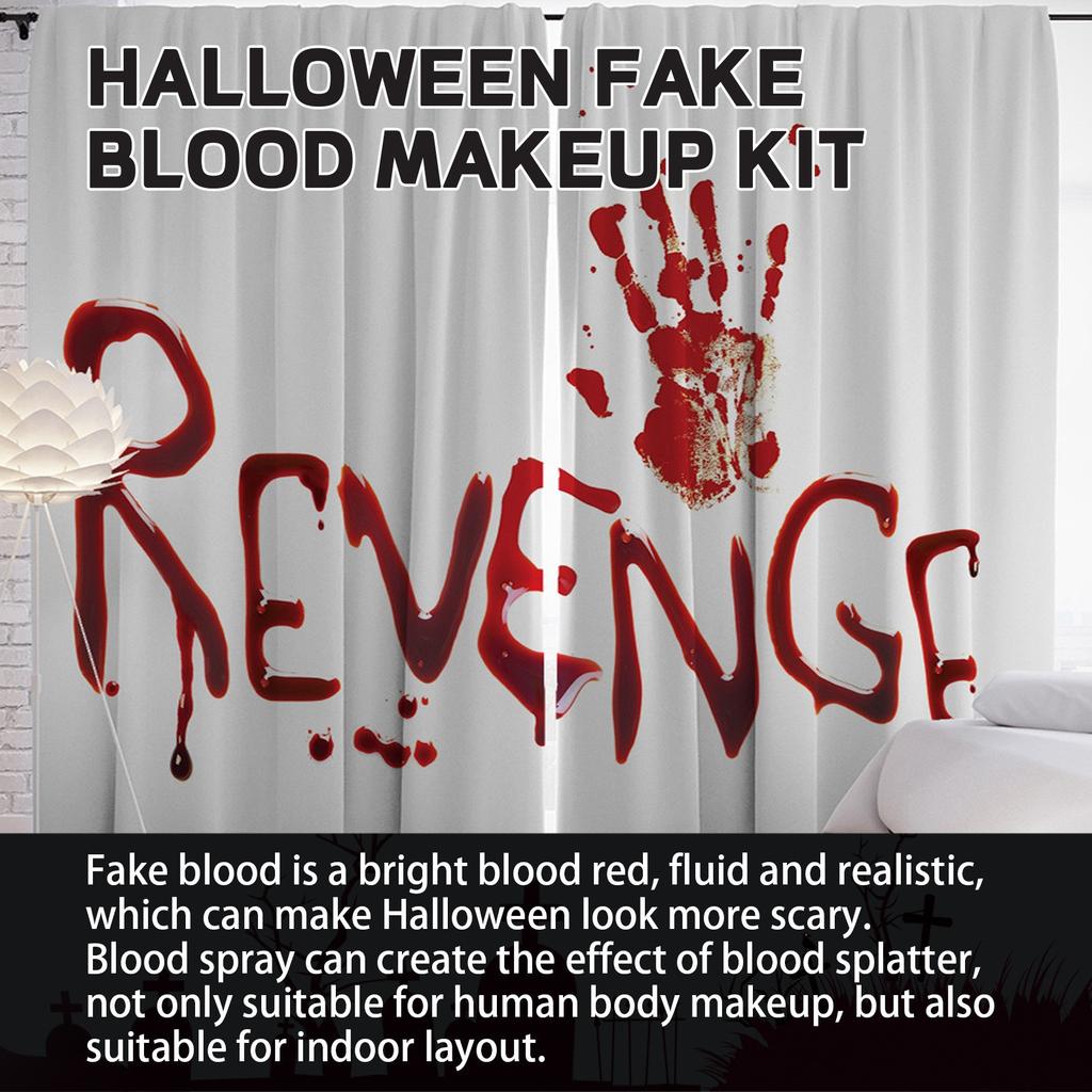 3PCS Fake Blood Makeup Kit-Coagulated Blood 30ml+Fake Blood Spray 50ml+Dripping Blood 50ml, Realistic Washable Special Effects SFX Makeup Set