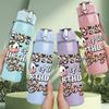 1PC Sister Of The Birthday Boy Text 750ml Color Plastic Sports Water Bottle Leakproof Flip Straw Lid Suitable for Sports Office Home Use
