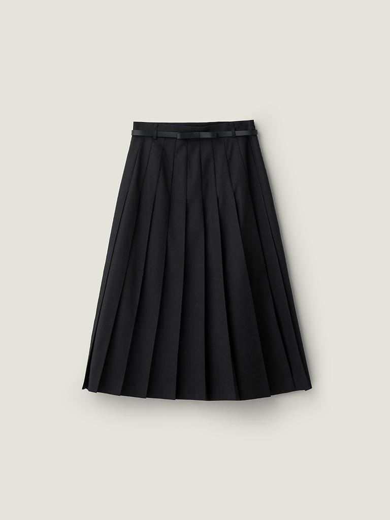 BEMUSE MANSION Fixed Pleated Skirt - Black
