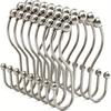 12pcs, Rustproof Stainless Steel S Shape Shower Curtain Hooks Rings, For Bathroom Shower Rod Curtains, Bathroom Accessories
