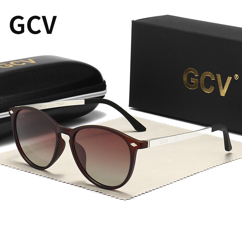 GCV 2021 Ultra Hafif TR90 Güneş Gözlüğü Erkek Kadın Polarize TAC Lens Sürüş Güneş Gözlüğü Kadın Spor Kedi Gözü Kelebek Yuvarlak