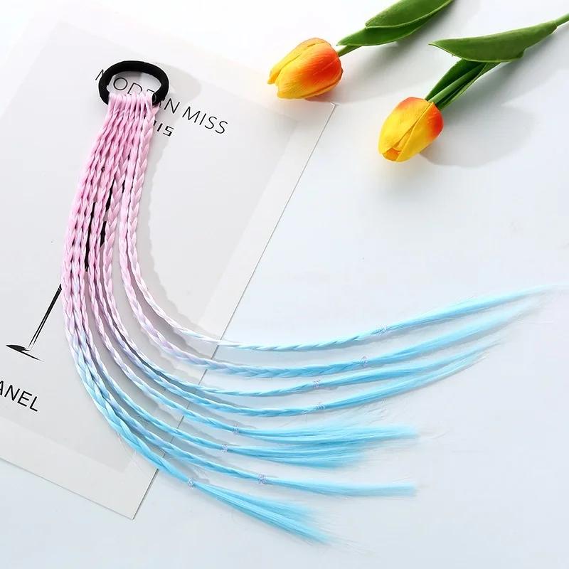1PCS New Girls Colorful Wigs Ponytail Kids Hair Accessories Head Band Hair Ornament Headbands Rubber Bands Beauty Hair Bands