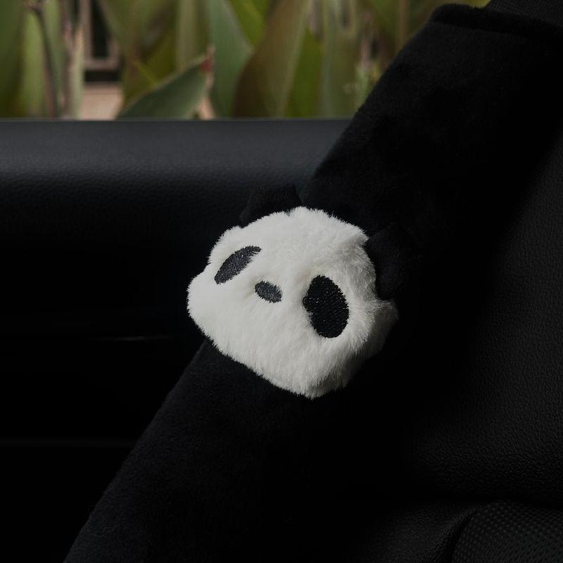 

Cute Panda Car Seatbelt Shoulder Pads, Car Decoration Shoulder Pads, In-Car Couple Decorations [Black Shoulder Cover] Single Red Panda