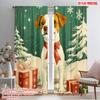 2pcs,2D Plane Printing Light Filtering Curtains Cute Dog Christmas Gifts (2) Versatile Durable Polyester (without Rod) Gifts Use
