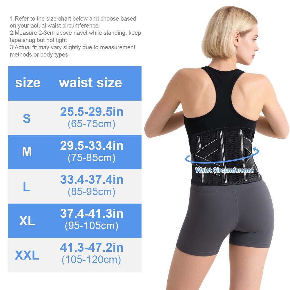 Rückenstützen zur Linderung von Schmerzen im unteren Rücken mit 4 Stäben, atmungsaktiver Rückenstützgürtel für Männer/Frauen für die Arbeit, Lendenstützgürtel