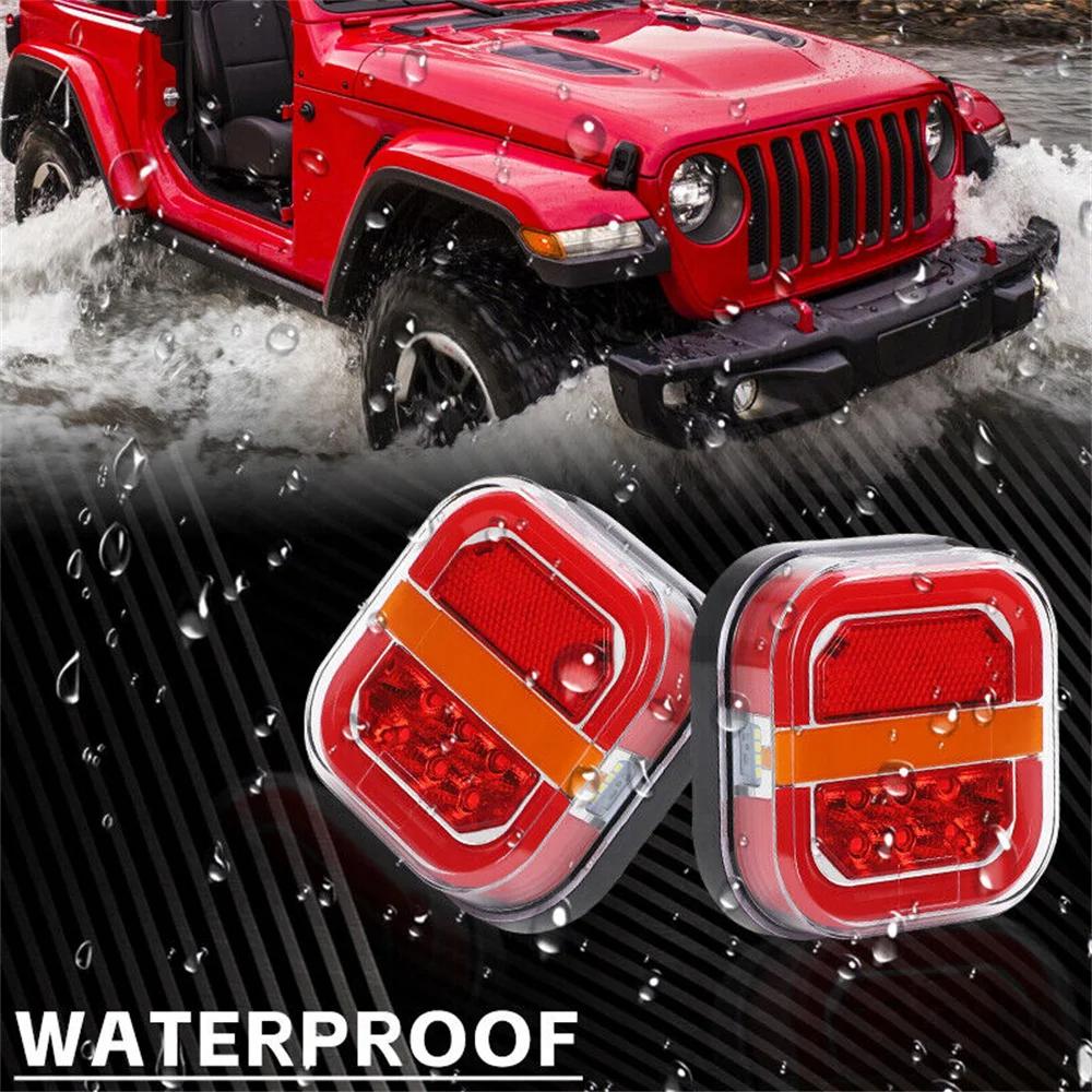 2PCS Red Yellow White Flowing 28LED Side Marker Light Truck Trailer Turn Signal Tail Lights Car Stop Brake Indicator Taillights
