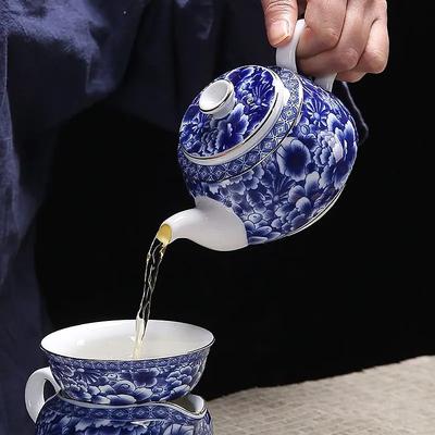 Jingdezhen-blau-weiße Porzellan-Teekanne, chinesisches Kungfu-Teeset, Haushaltskeramiktopf für Puer, Kessel, niedliches Teegeschirr