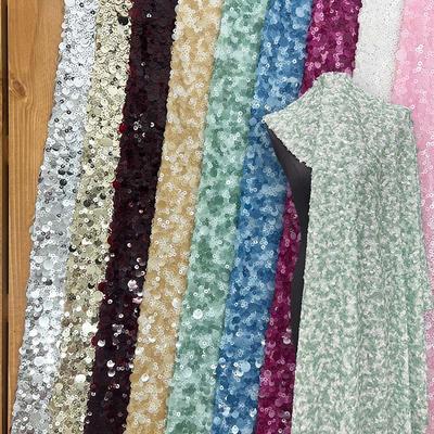 91x130cm 5+9+12mm Sequin Embroidery Velvet Fabric for DIY Sewing Wedding Dresses,evening Gowns,cheongsam Fashion Fabric
