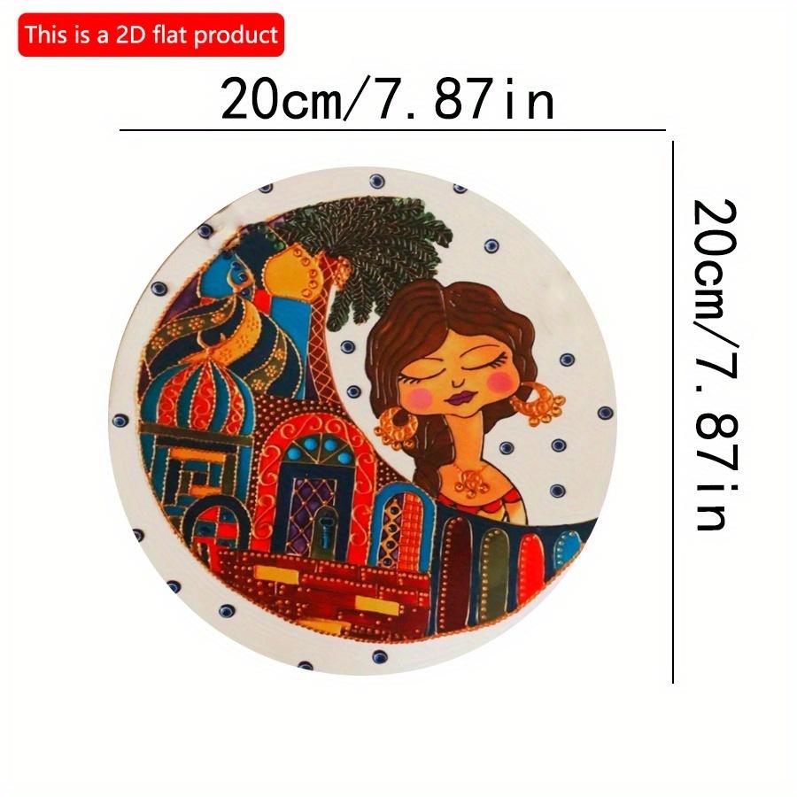 

2D плоский 20*20 см 1 шт Ид Мубарак красочный мультфильм девушка и большая мечеть узоры круглая деревянная дверь подвесной знак, Карим Рамадан высокое качество мусульманский дом 20*20cm