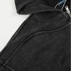 Mens Fall Oversized Hooded Zip-Up Sweatshirt With Distressed Washed Patchwork Design